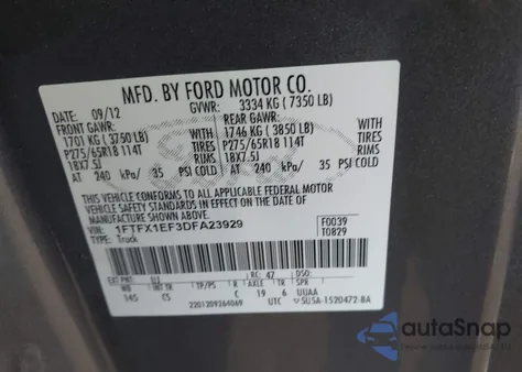 2013 Ford F-150 Stx from USA, damaged, VIN 1FTFX1EF3DFA23929